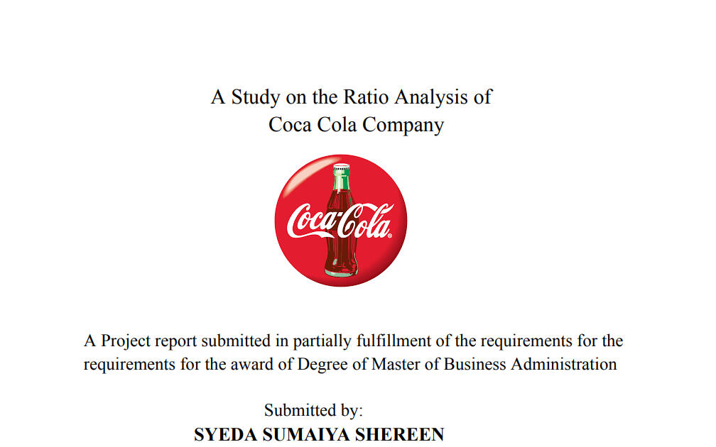 A Study on the Ratio Analysis of Coca Cola Company